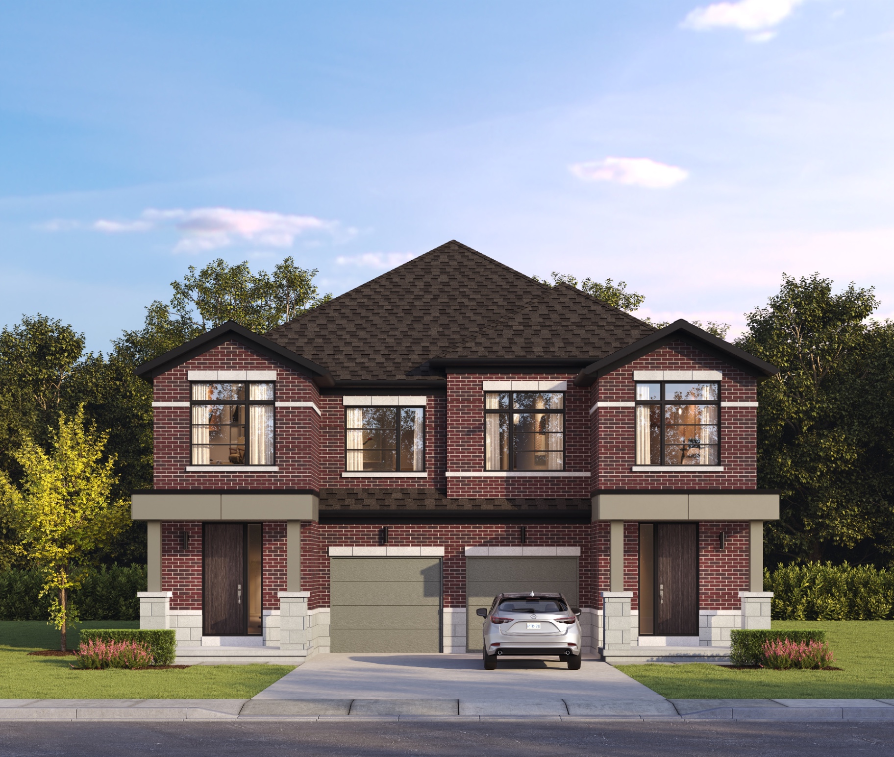 Semi-detached home rendering at Wildfield Village